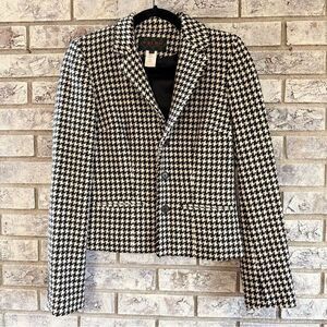 Ralph Lauren Black and White Houndstooth 100% Wool Blazer